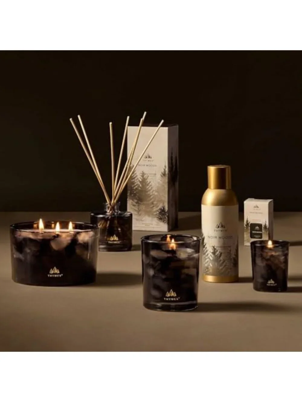 Luxury Scented Candle - Noir Woods, Fresh Evergreen & Smoky Amber - Home Decor